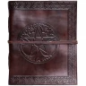 Large Brown Leather Notepad with Pentagram, 20x25cm